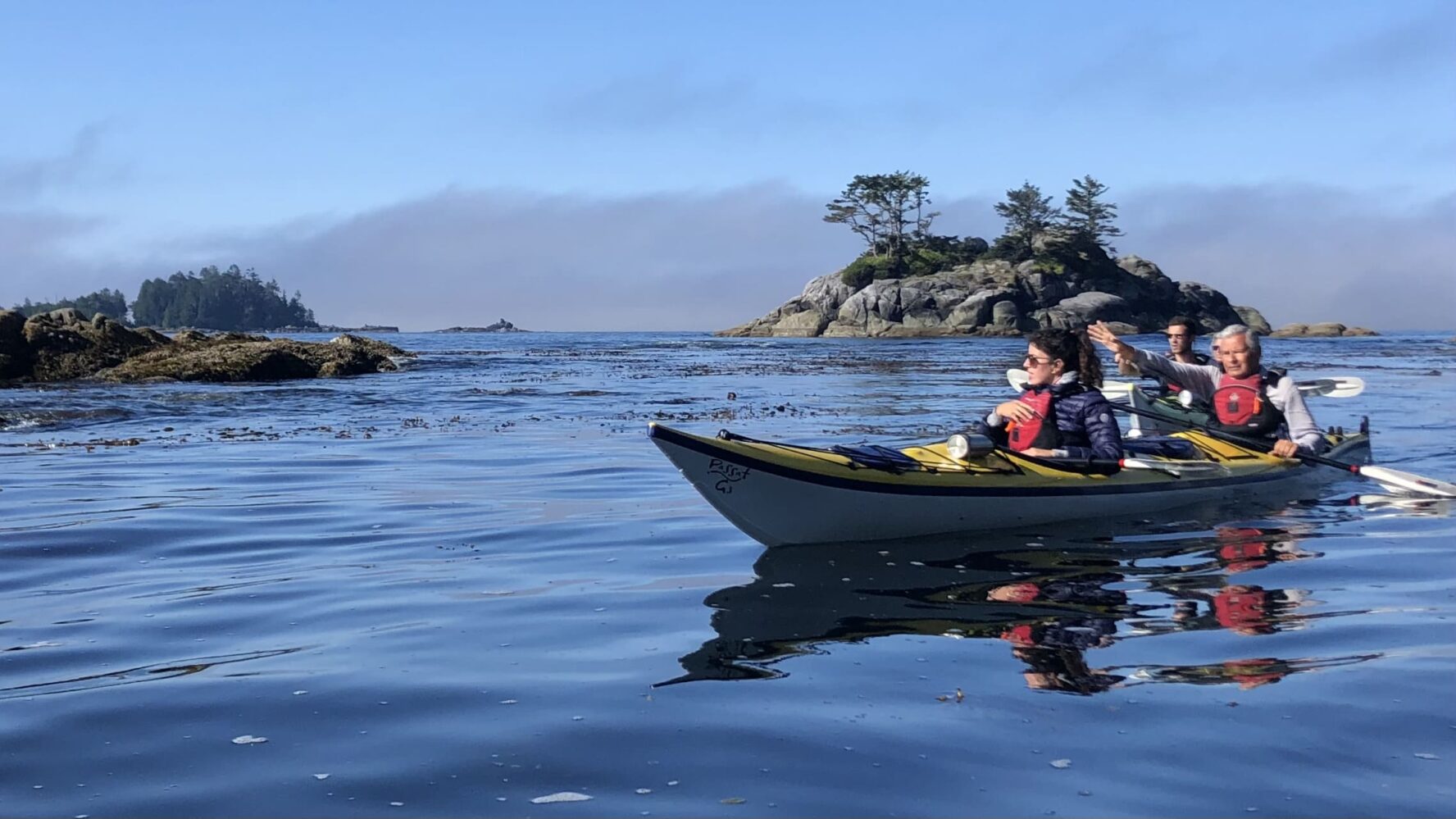 Kayaking on blue water