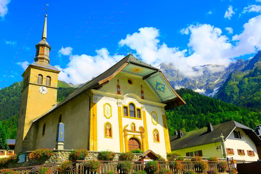 A church in the village of Les Contamines, France