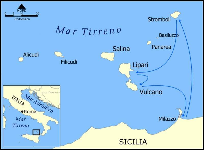 Map of Sicily sailing & hiking