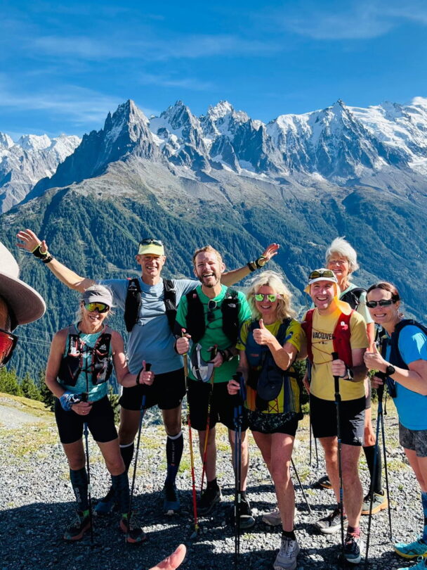 mont blanc happy group of runners