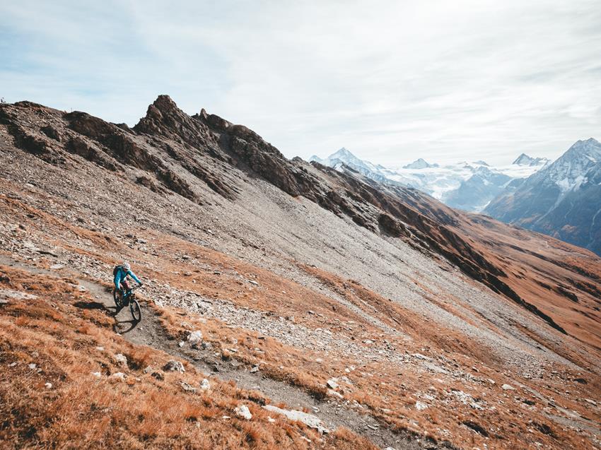Haute Route Biking - a biker riding near Verbier, Switzerland