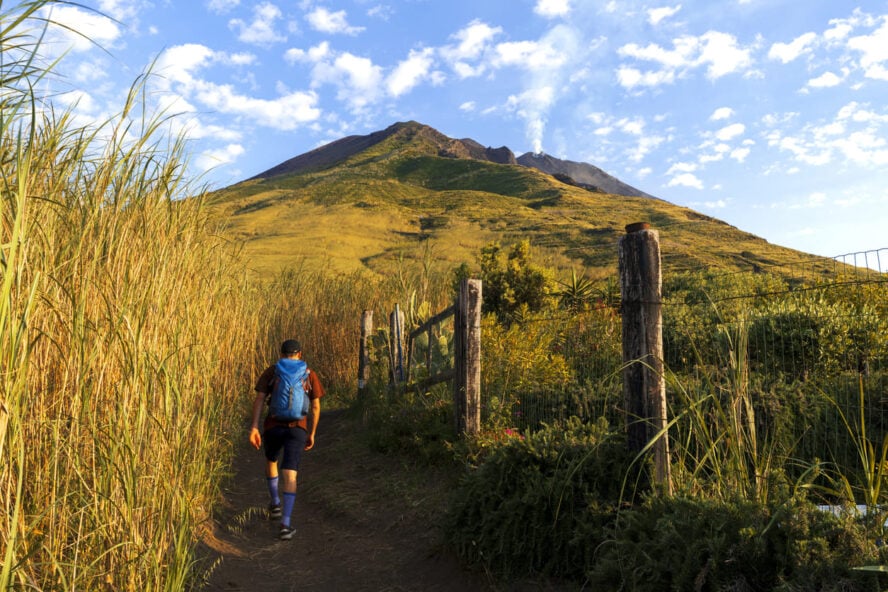 Hiker walking Stromboli
