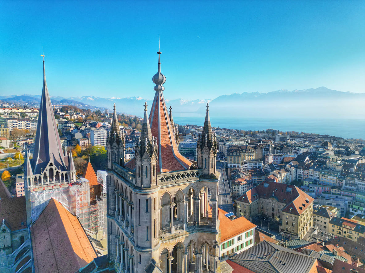 Lausanne view lake Geneva