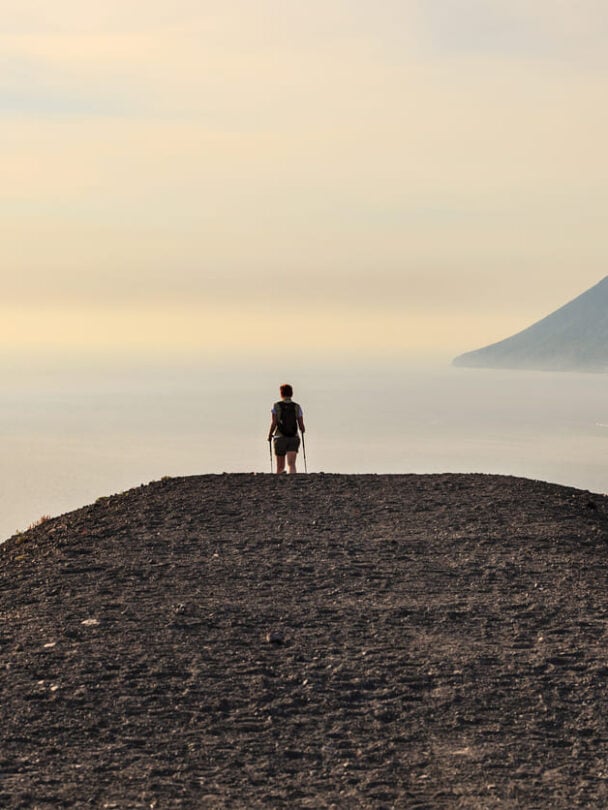 Vulcano island hiker