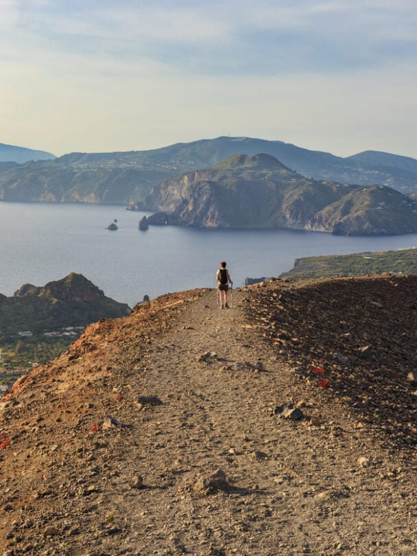 Vulcano island hiker