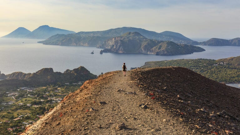 Vulcano island hiker