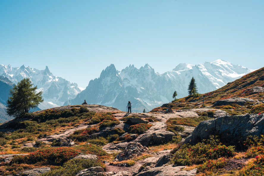 Woman hiking some of the best trails in the Mont Blanc area