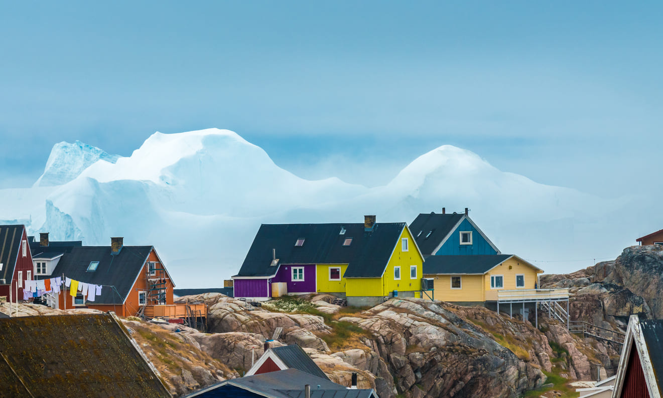 Beautiful scenery houses Greenland