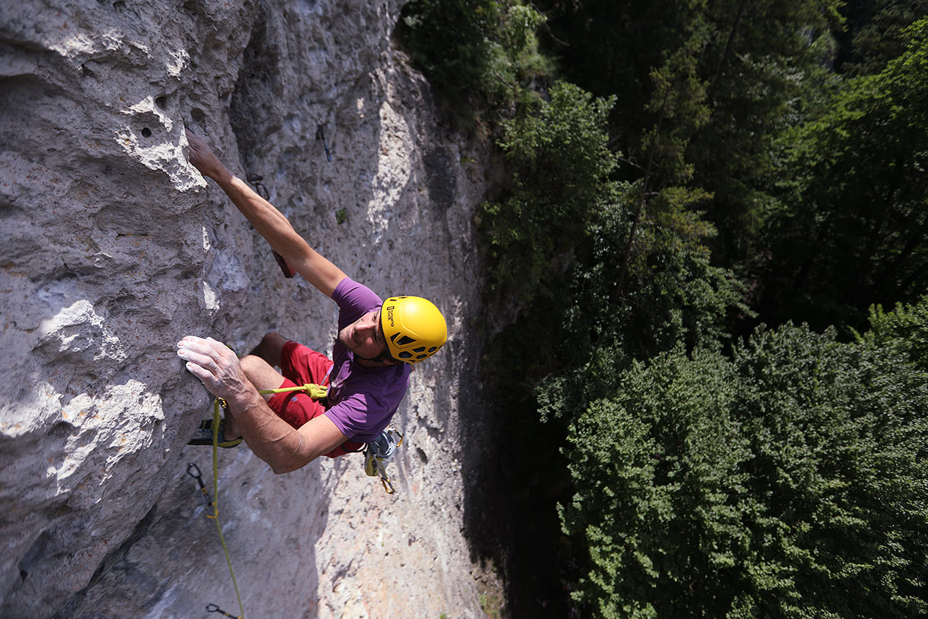 Climbing above forest Frankenjura