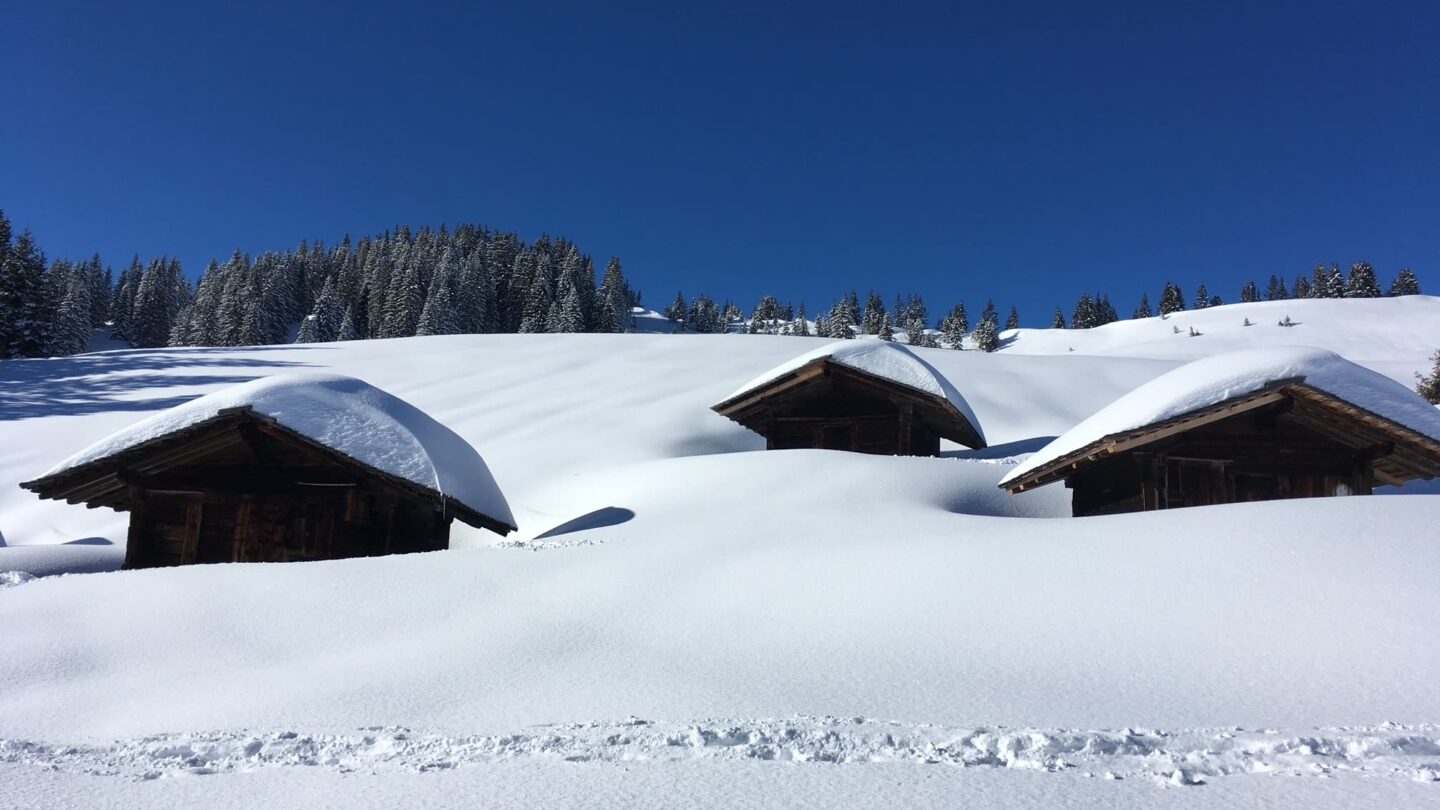 Covered in snow in the Alps