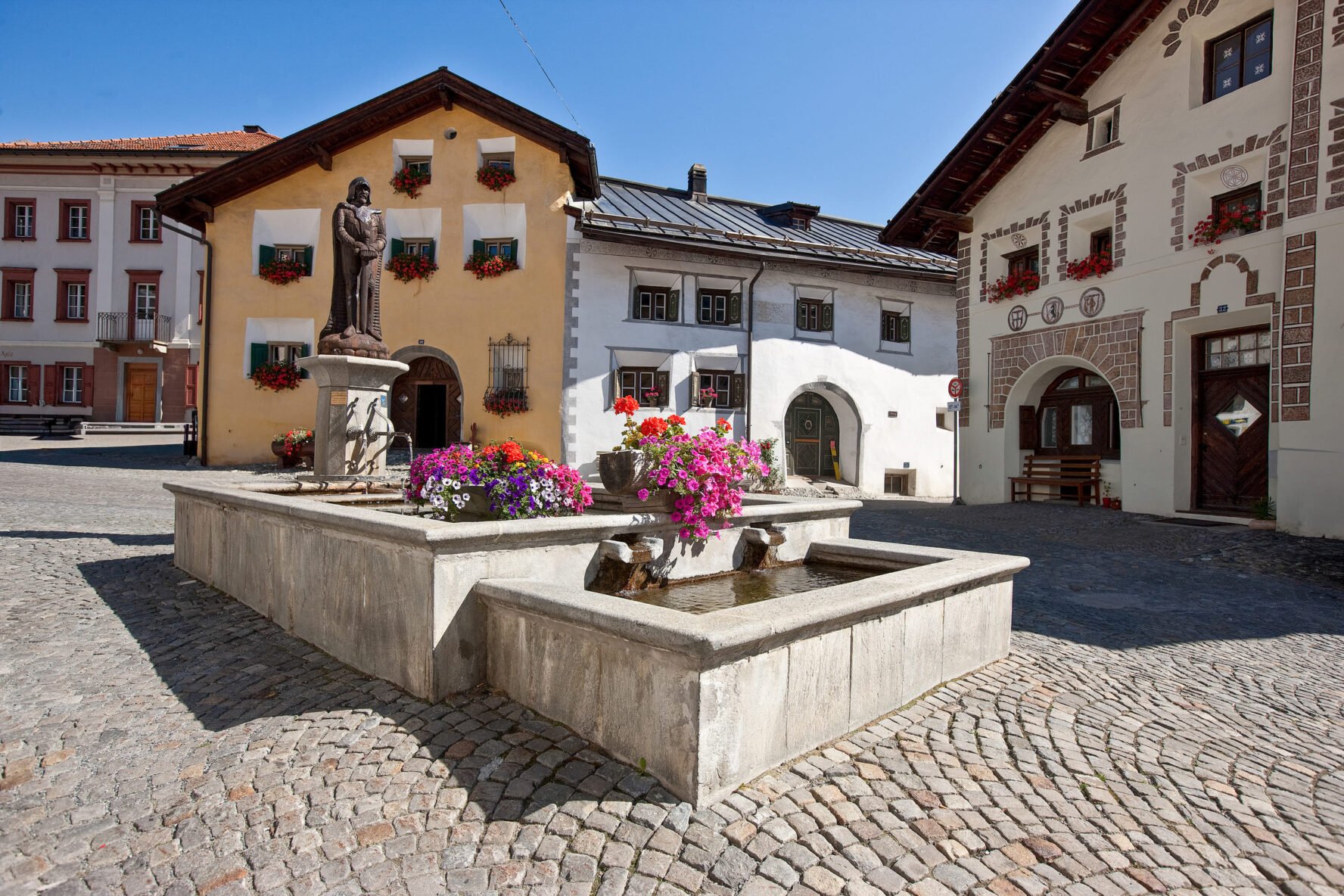 Cute town square Switzerland Italy