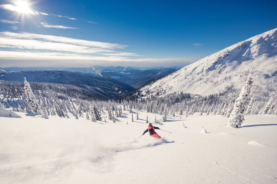 Man enjoying some heli skiing in Racha, Georgia