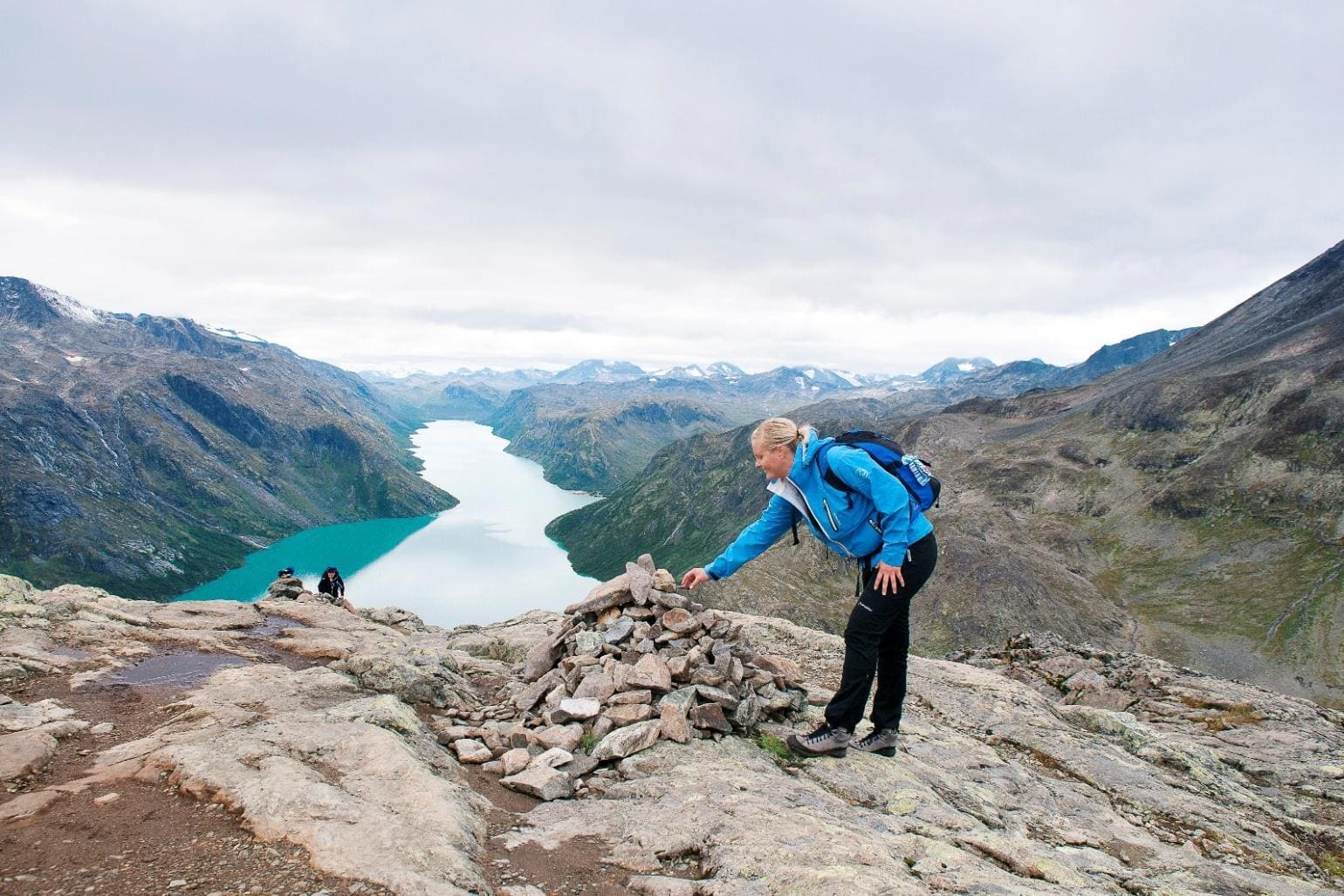 Hiker and views of Jotunheimen National Park