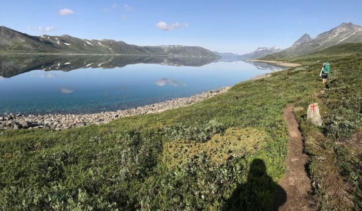 Hiking near Gjende Lake