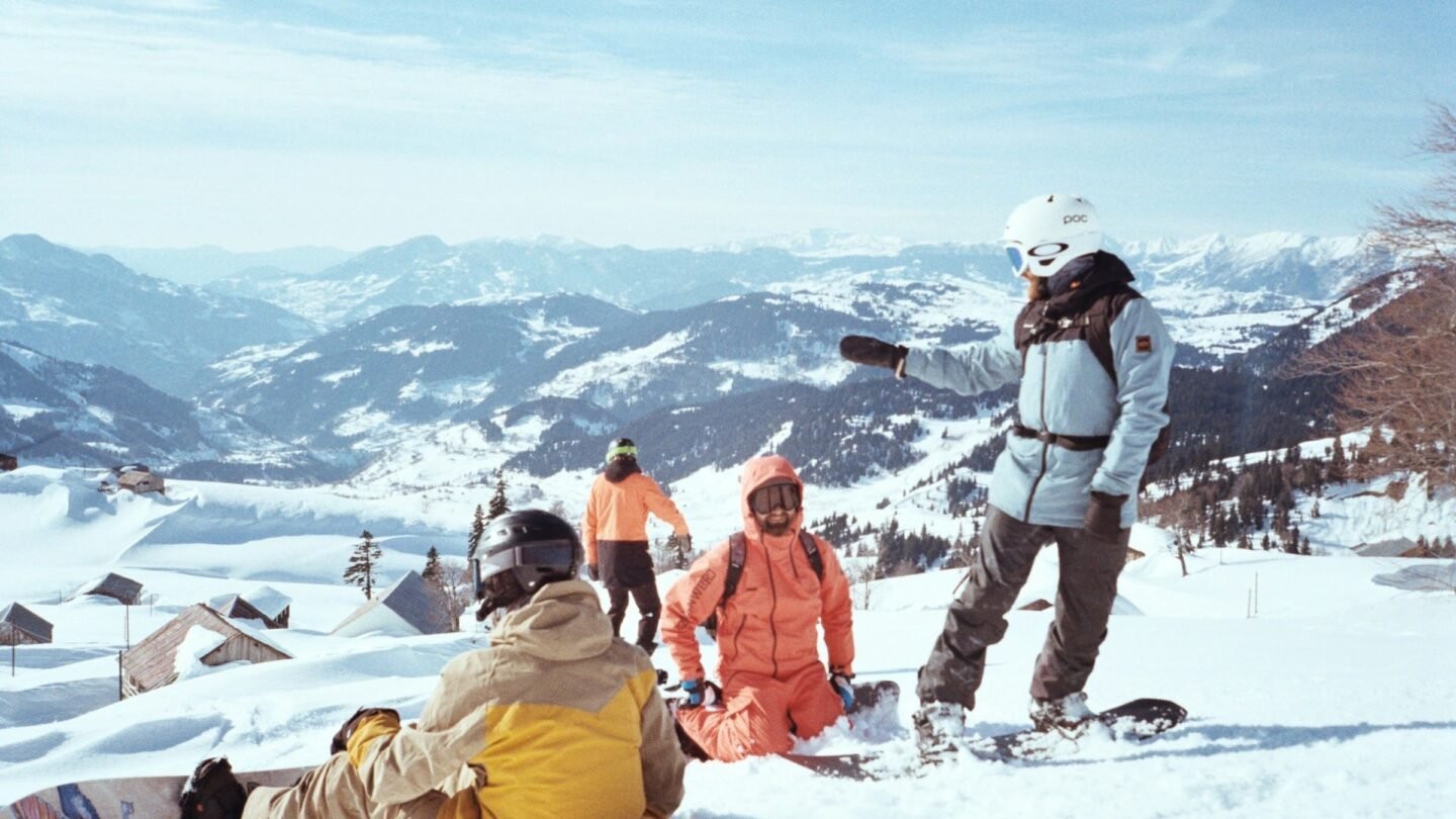 Skiers relaxing Myoko