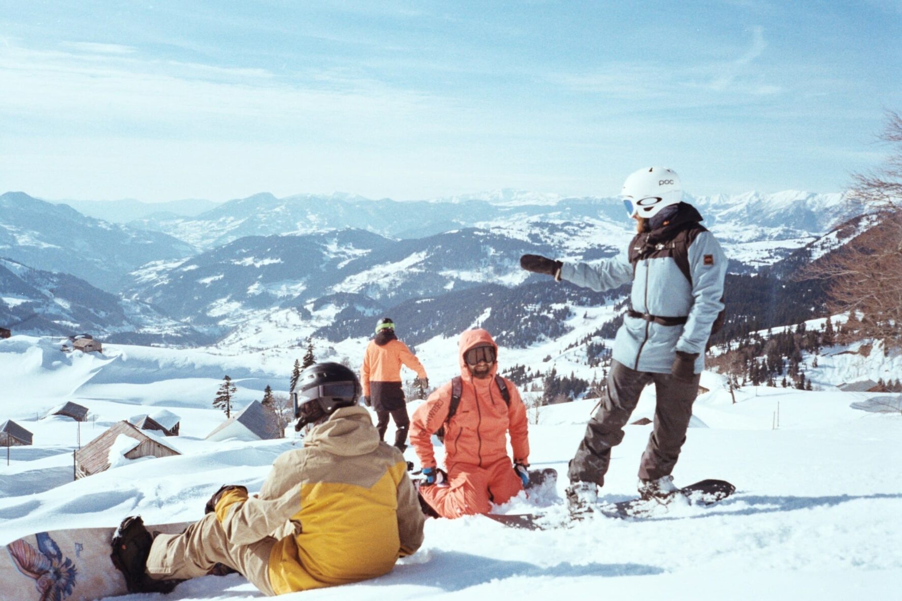 Skiers relaxing Myoko
