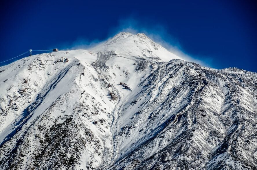 A mountain covered in snow in Svaneti, Georgia