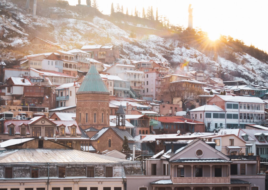 Tbilisi Old town view. Capital Georgia landmark tourist sightseeing attractions