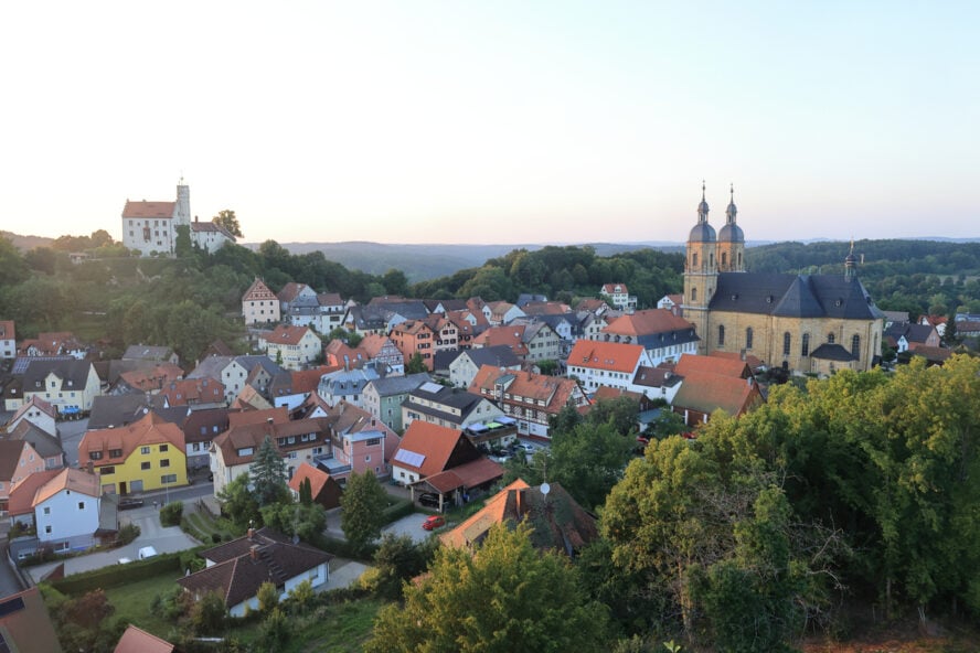 Evening mood over the city of Gößweinstein in Franconian Switzerland, Germany