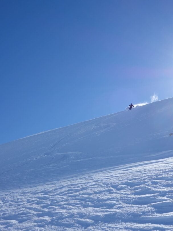 One skier fresh pow