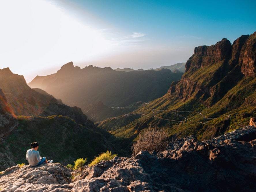A view of Masca Gorge, Tenerife, at sunset