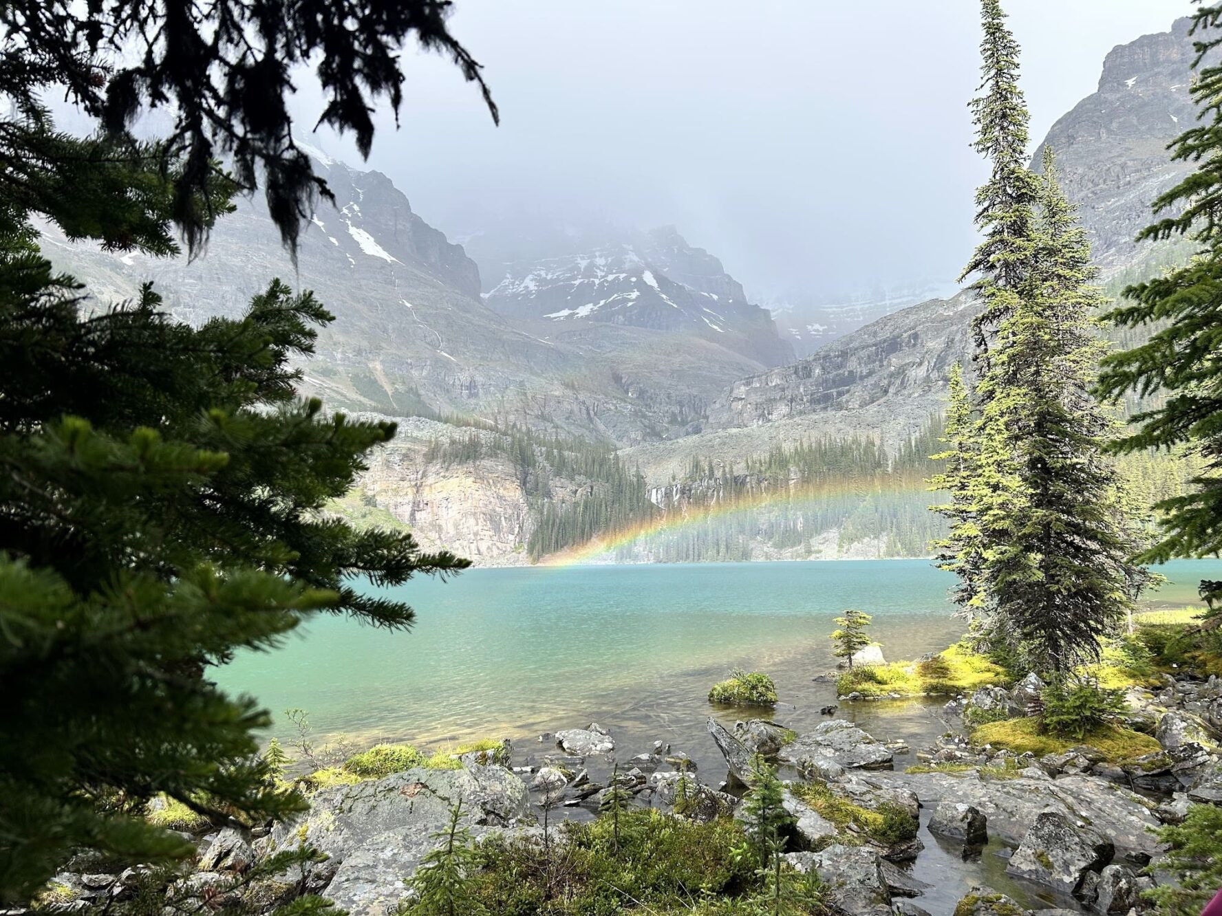 Rainbow foggy lake Canada