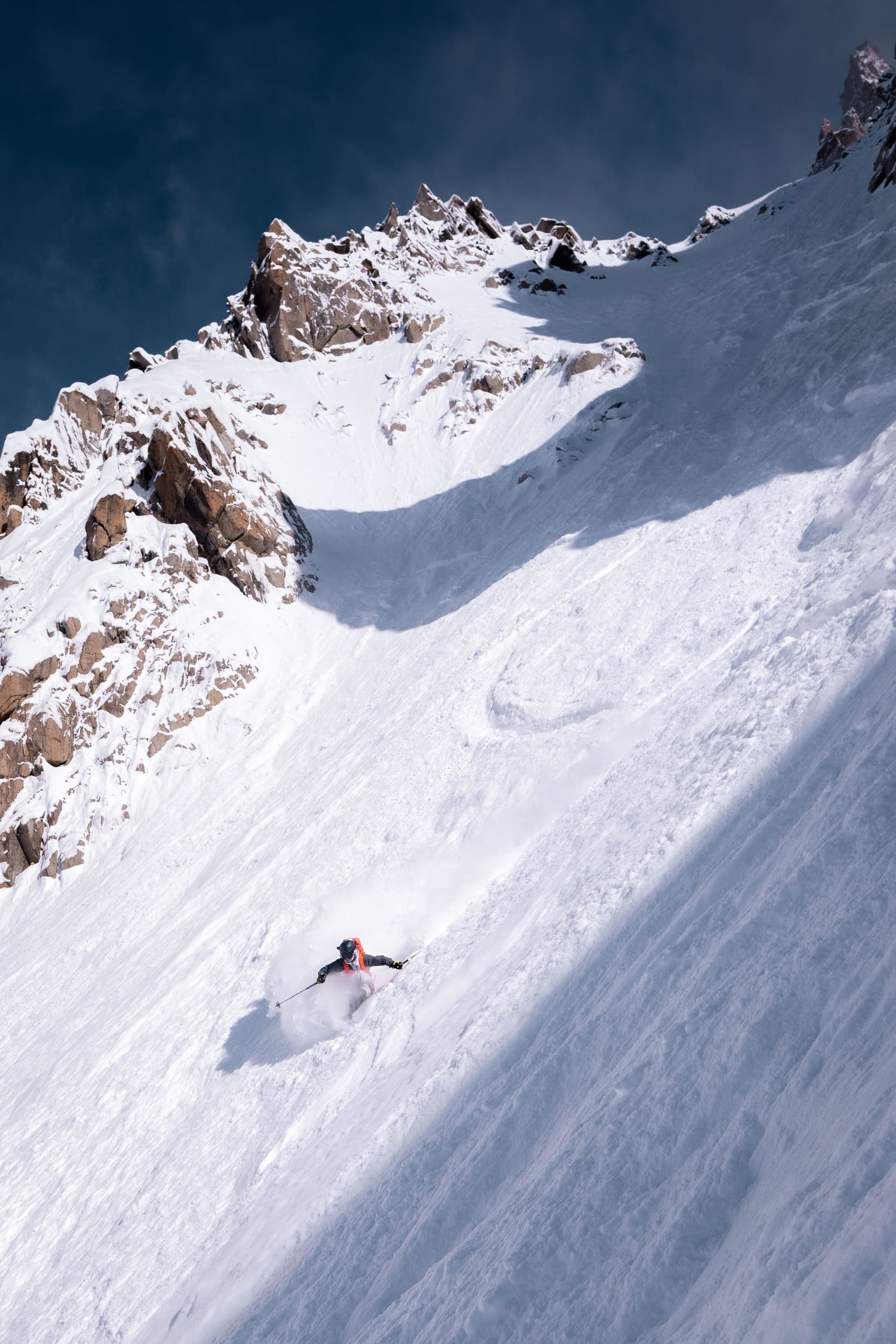 Skiing advanced steep Chamonix