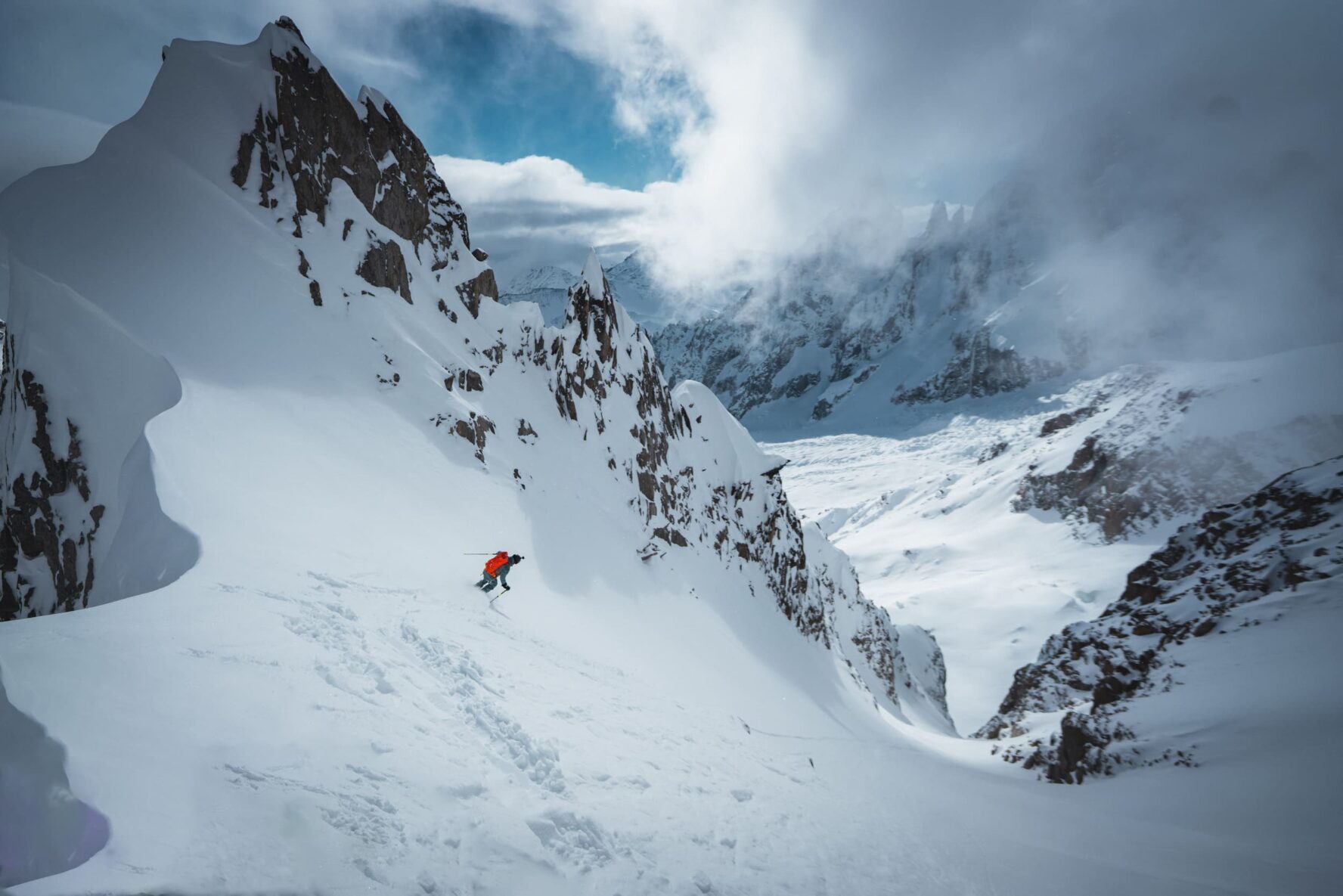 Skiing fresh pow Chamonix
