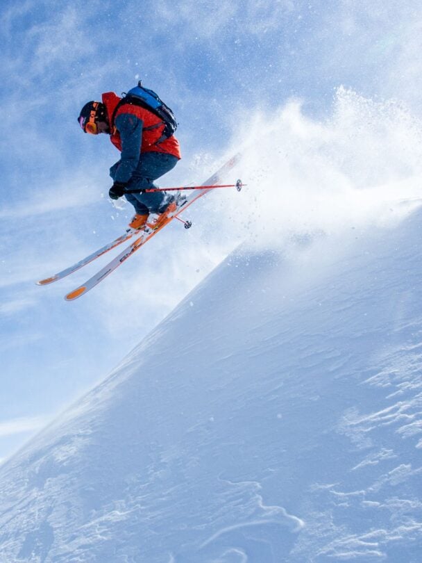 One skier fresh pow