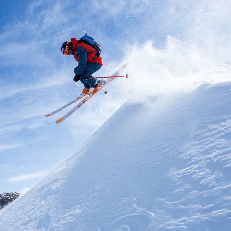 Sunny day heli skiing