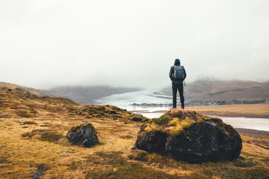 A hiker on Vatnajokull Glacier in ICeland