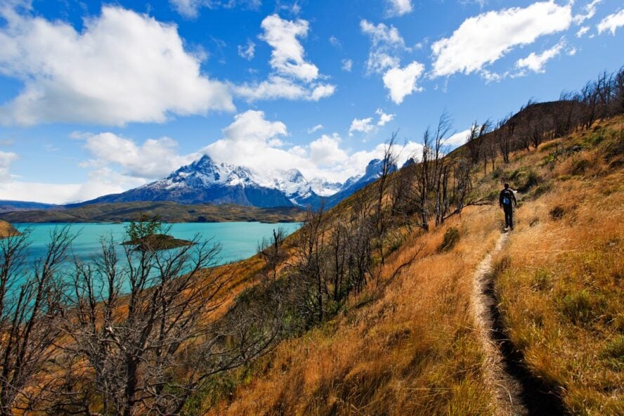 A family hiking in Patagonia