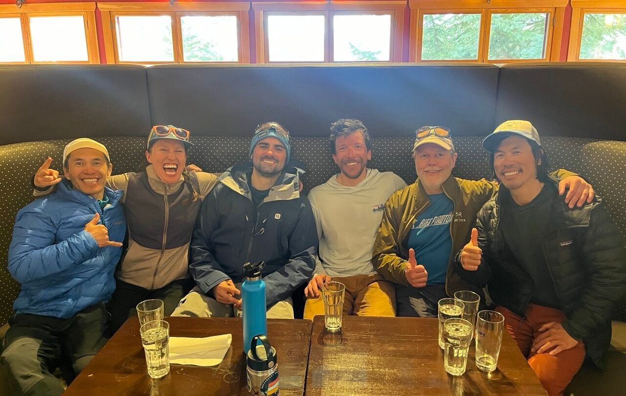 group skiers pre trip bow yoho