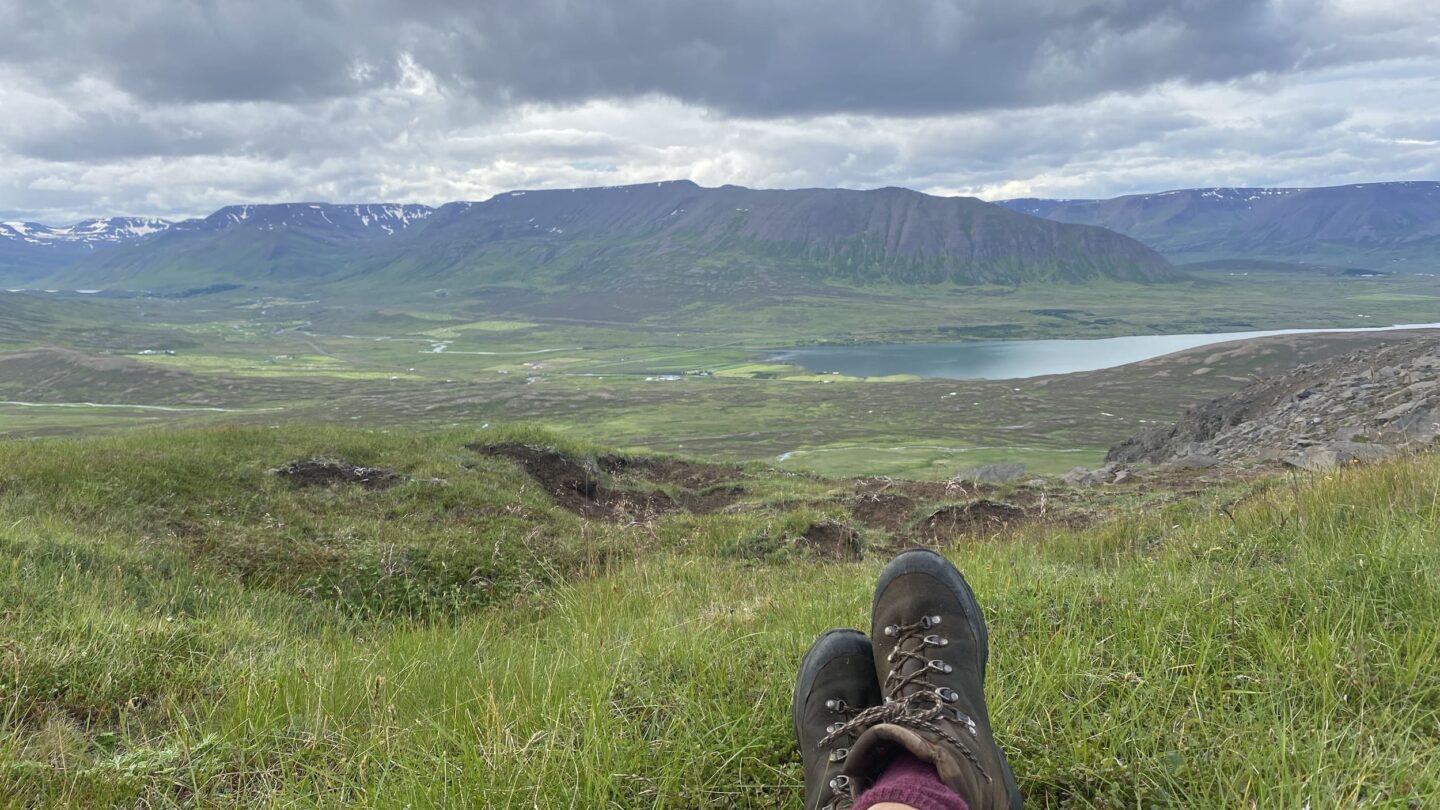 Hiker resting Troll peninsula