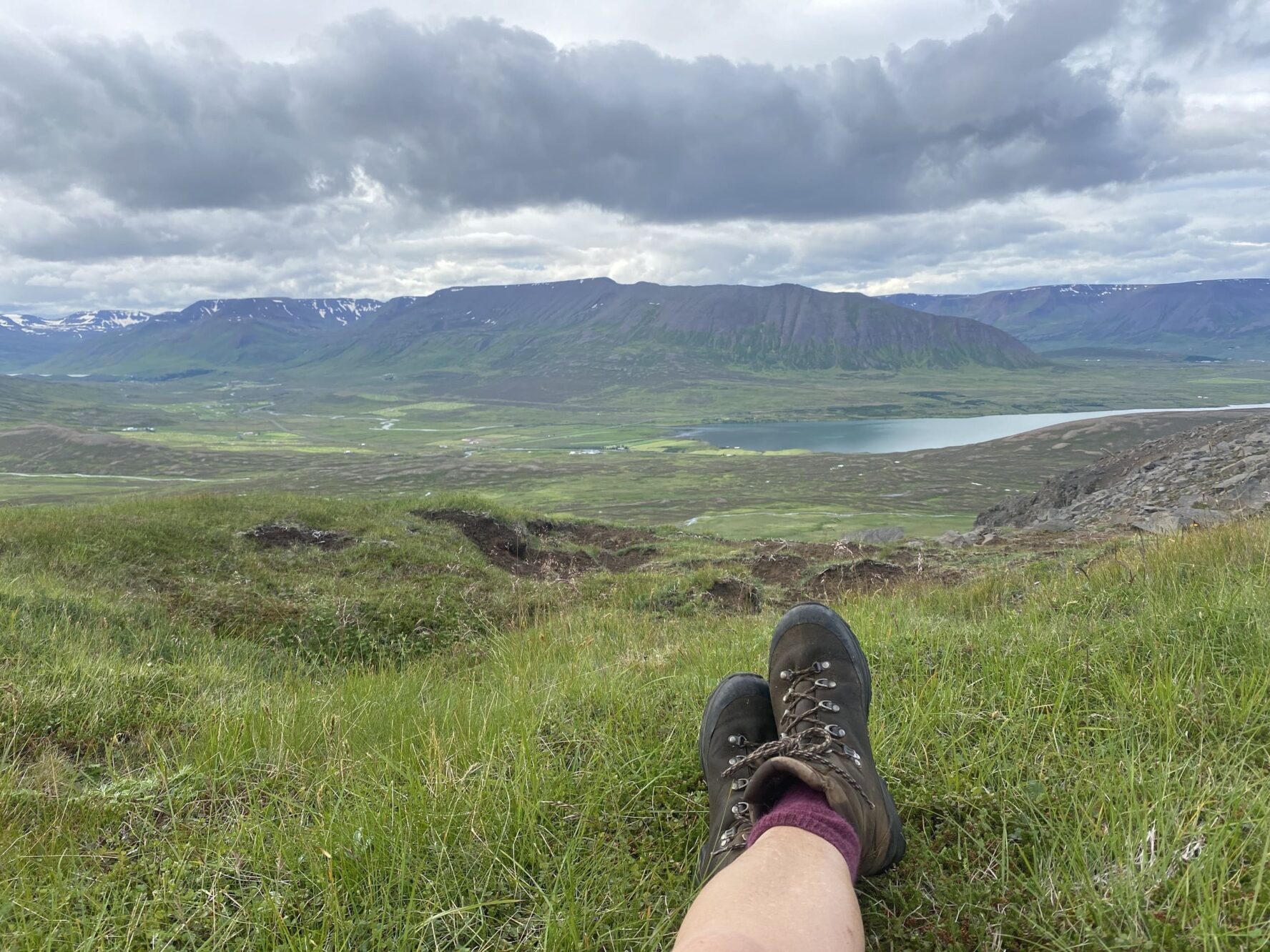 Hiker resting Troll peninsula