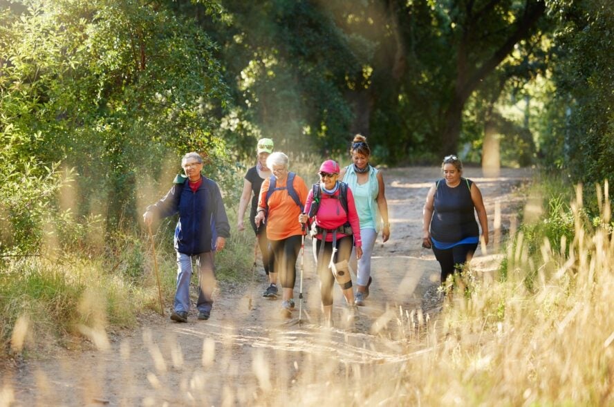 Hikers enjoying nature in their neighborhood