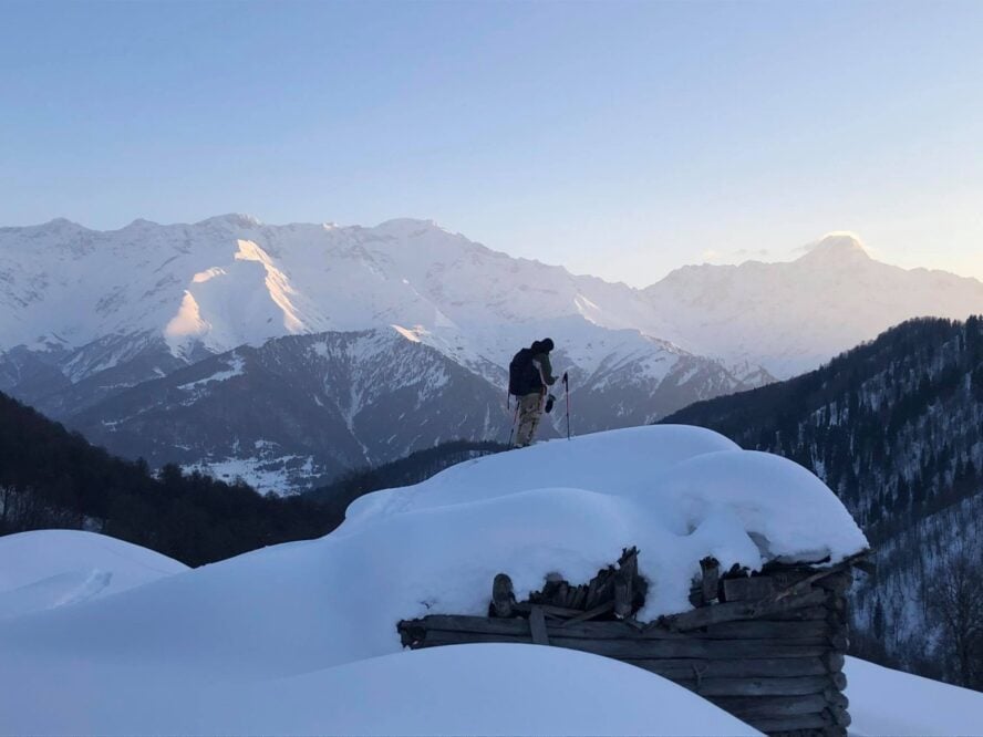 Backcountry skiing in Racha, Georgia