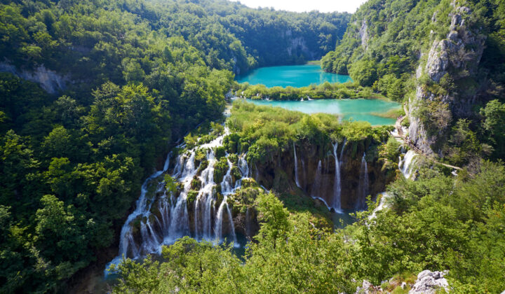 aerial plitvice lakes