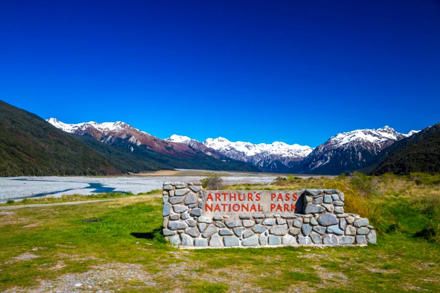 A view of Arthur's Pass in the Southern Alps of New Zealand, a hiking hub.