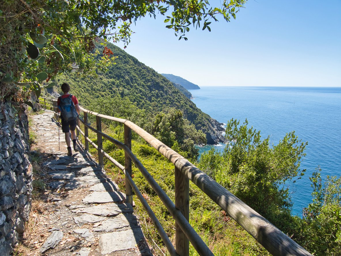 hiking above sea ligurian