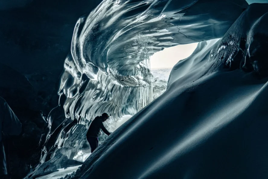An ice cave in the Svalbard area, Norway