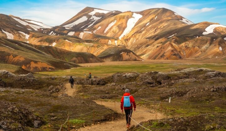 landmannalaugar hiker iceland