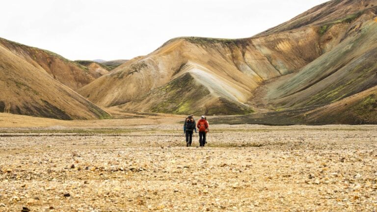 landmannalaugar two hikers