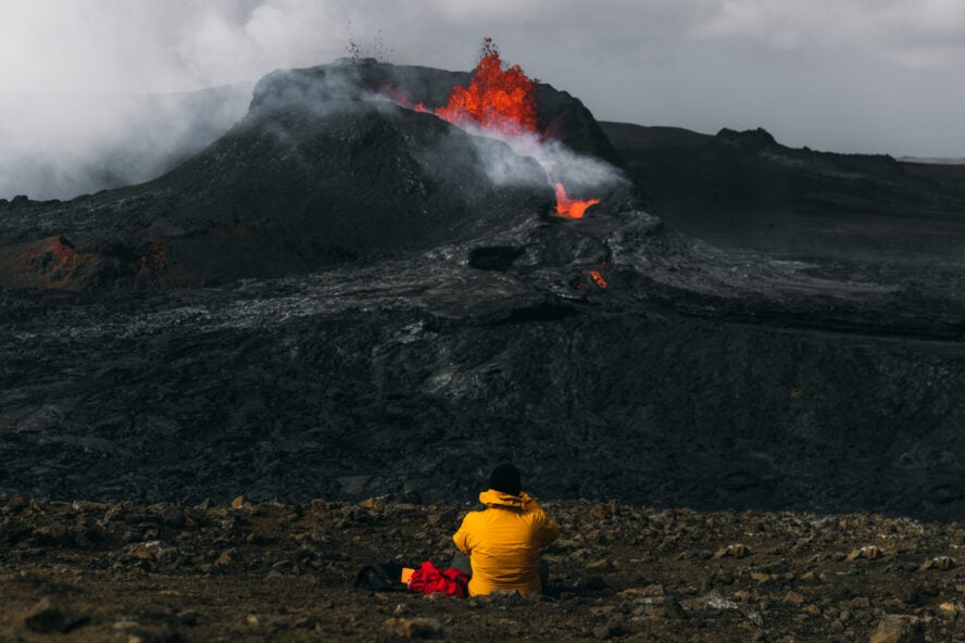 A live volcano in Iceland.