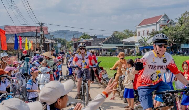 Bikers and kids in Vietnam