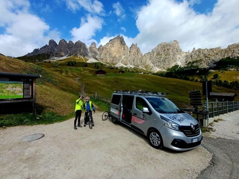 Bikers taking selfie in the Dolomites