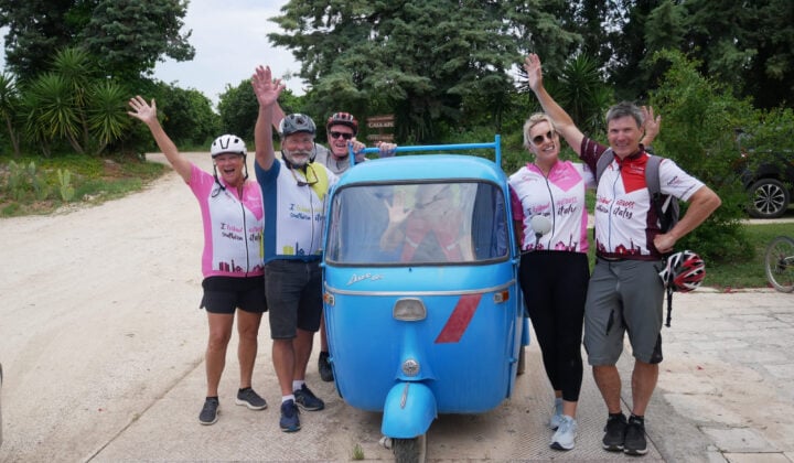 Bikers waving in Italy