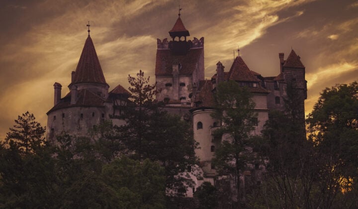 Bran castle at sunset