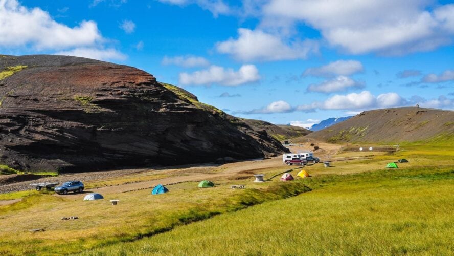 Camper vans and clear skies in Iceland
