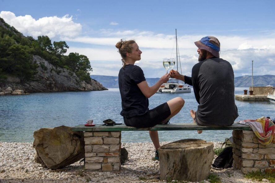 Climbers having a toast in Croatia